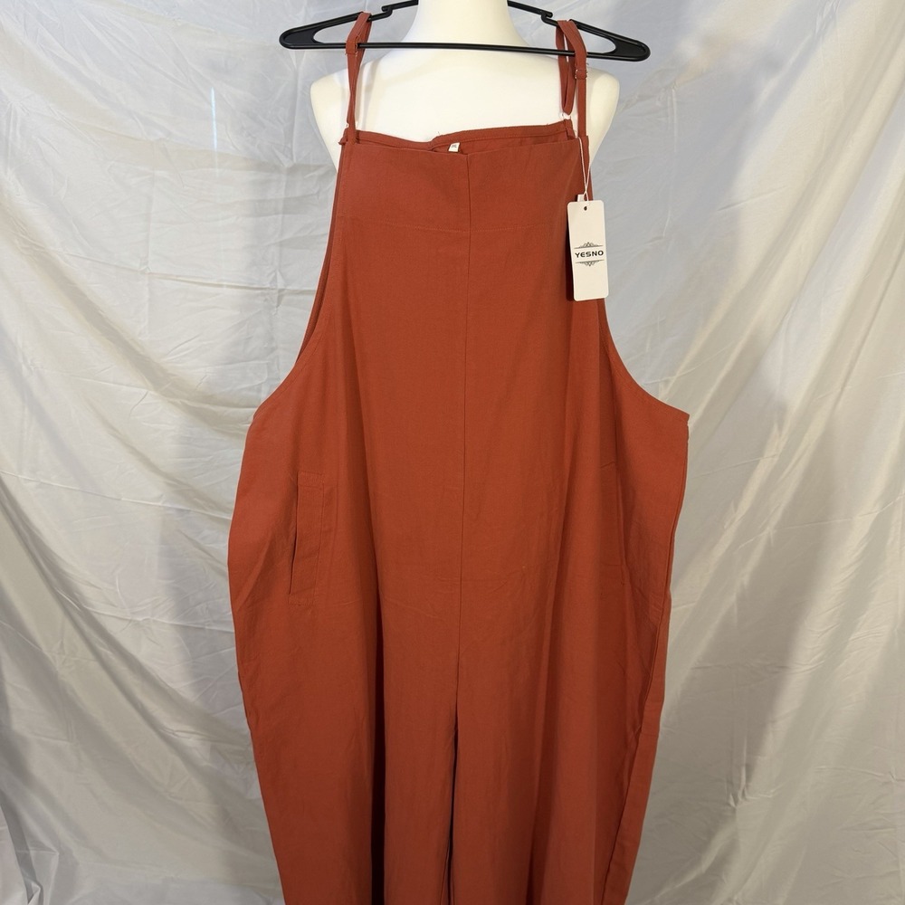 Overalls Womens 3XL Rust Baggy Cotton Wide Leg Romper Jumpsuit Boho Art Comfy